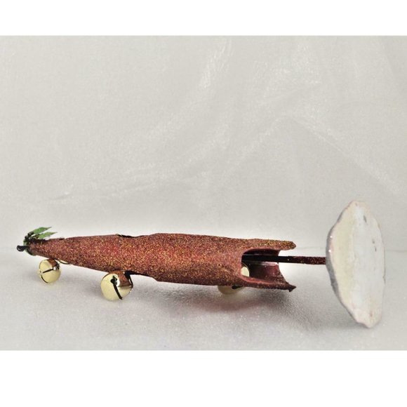 13" Tabletop Glitter Metal Christmas Tree w/ Bells - Picture 4 of 5